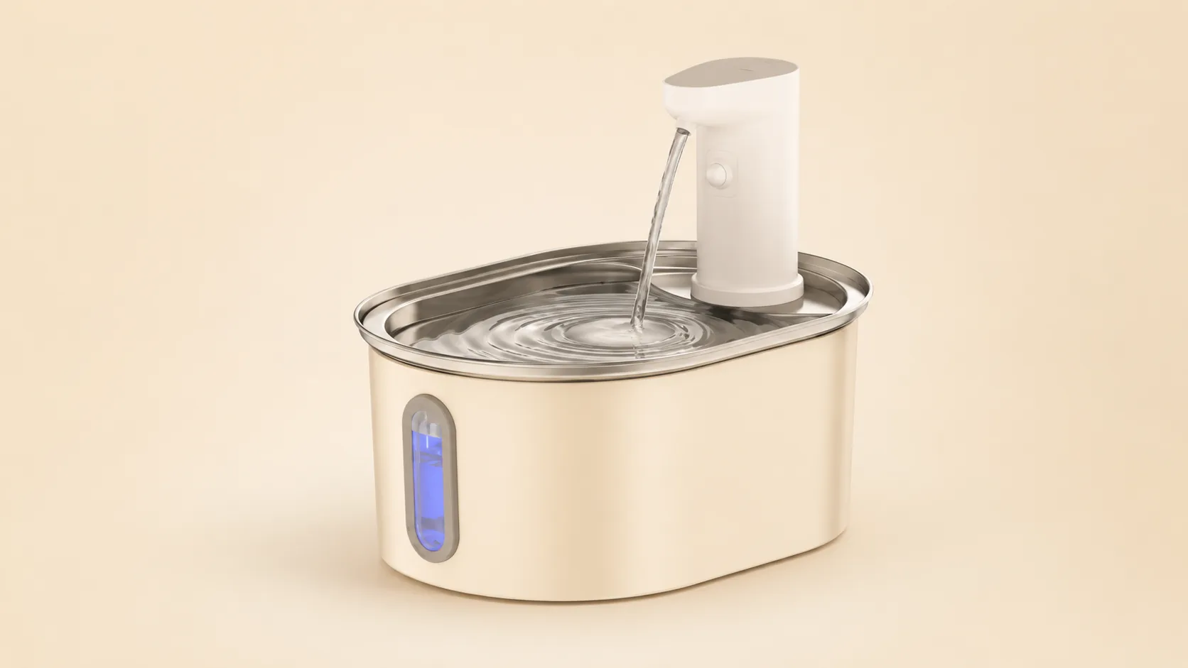 GuardHound Stainless Steel Smart Pet Water Fountain · Warm Ivory · GuardHound DOG