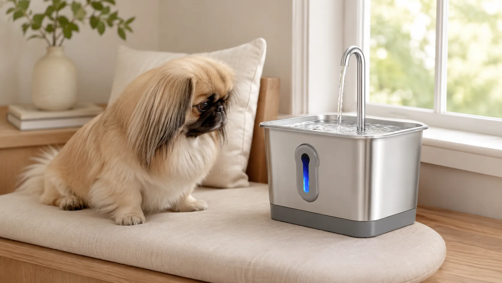GuardHound Stainless Steel Smart Water Fountain · UV Sterilization & Filter · GuardHound DOG