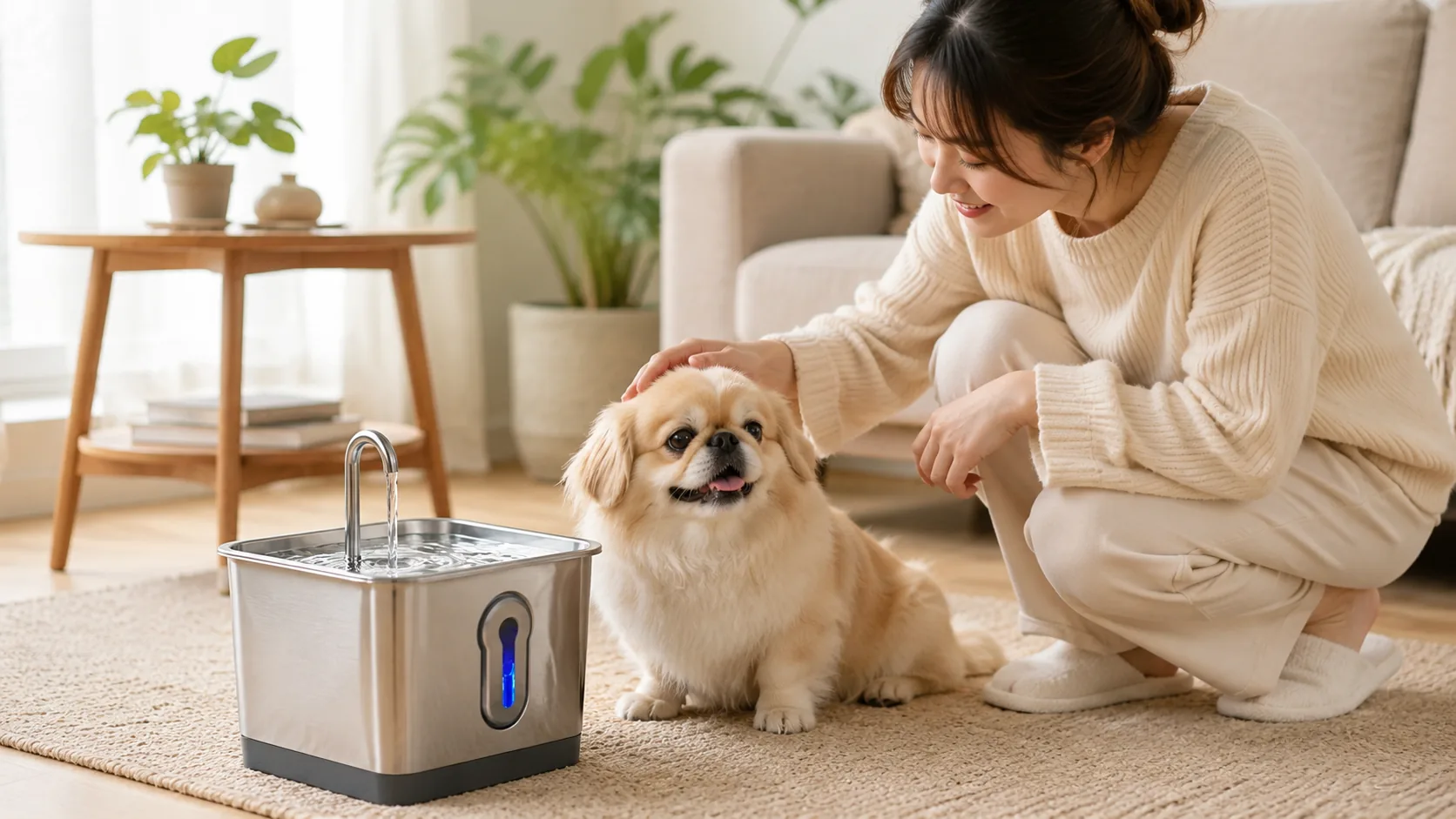 GuardHound Stainless Steel Smart Water Fountain · Morning Kitchen Sunshine · GuardHound DOG