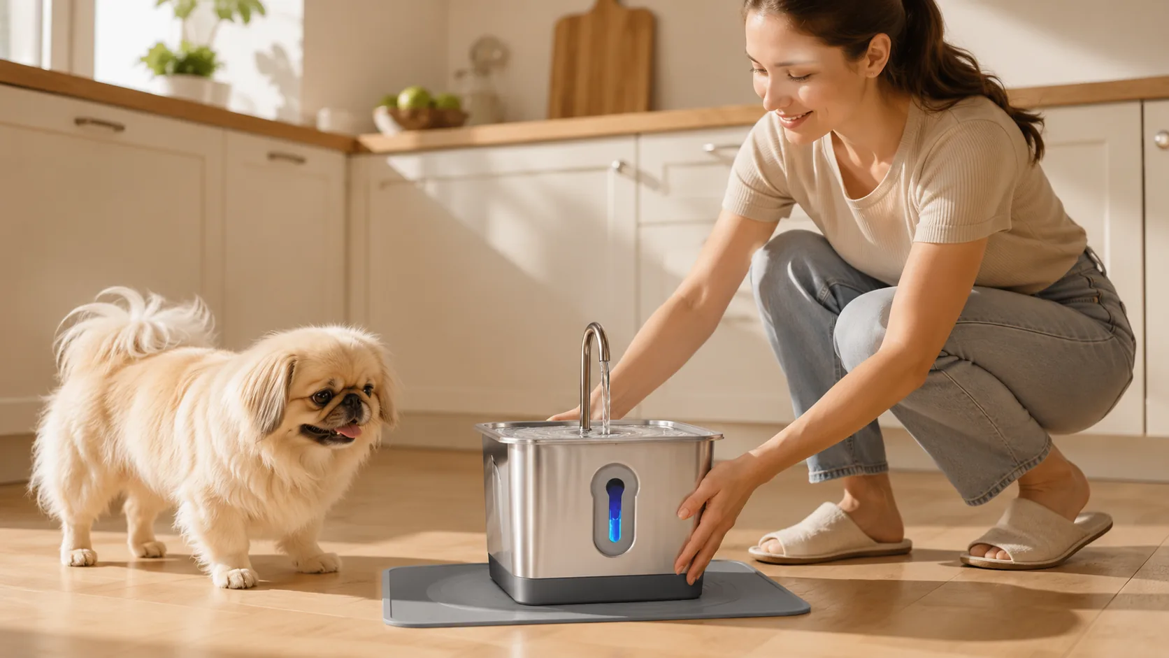 GuardHound Stainless Steel Smart Water Fountain · Night Study Companionship · GuardHound DOG