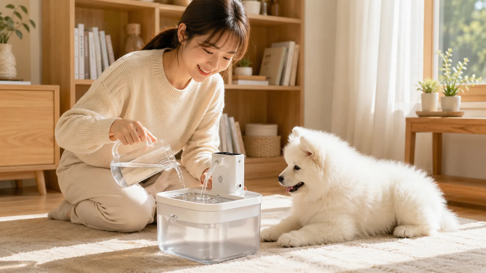 GuardHound Smart Recirculating Water Fountain · Morning Kitchen Glow · GuardHound DOG