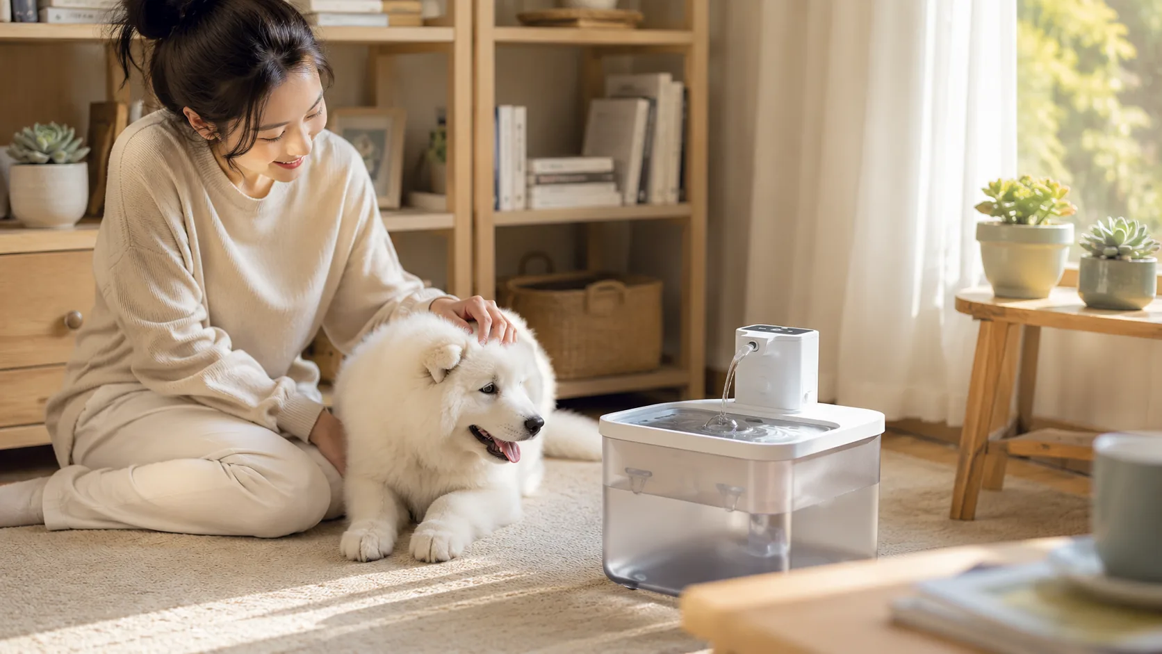 GuardHound Smart Recirculating Water Fountain · Morning French Balcony · GuardHound DOG