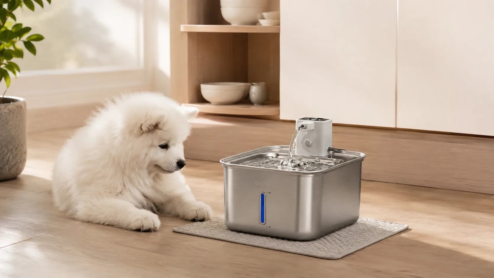 Smart Stainless Steel Pet Water Fountain · Circulating Fresh Water · GuardHound DOG