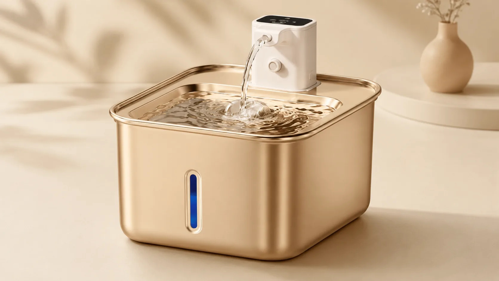 Smart Stainless Steel Pet Water Fountain · Soft Sand Beige · GuardHound DOG