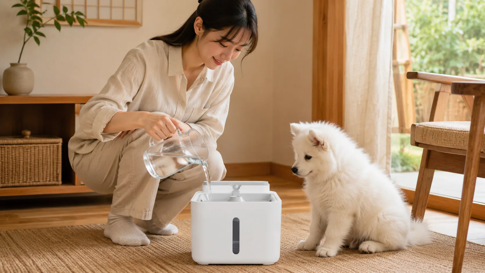 GuardHound Smart Circulating Pet Water Fountain · Afternoon Living Room Calm · GuardHound DOG