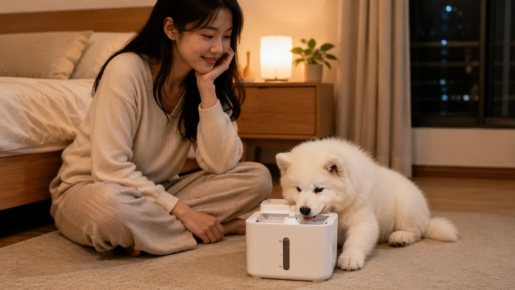 GuardHound Smart Circulating Pet Water Fountain · Nighttime Peace · GuardHound DOG