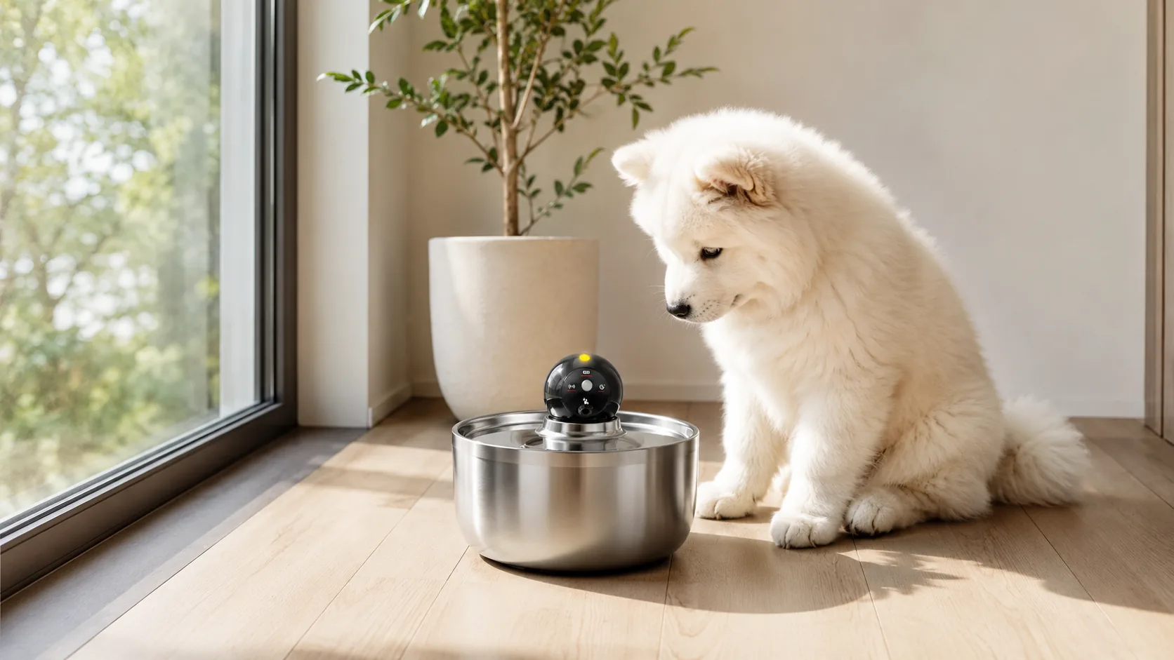 GuardHound Stainless Steel Smart Water Fountain · Smart Water Monitoring · GuardHound DOG