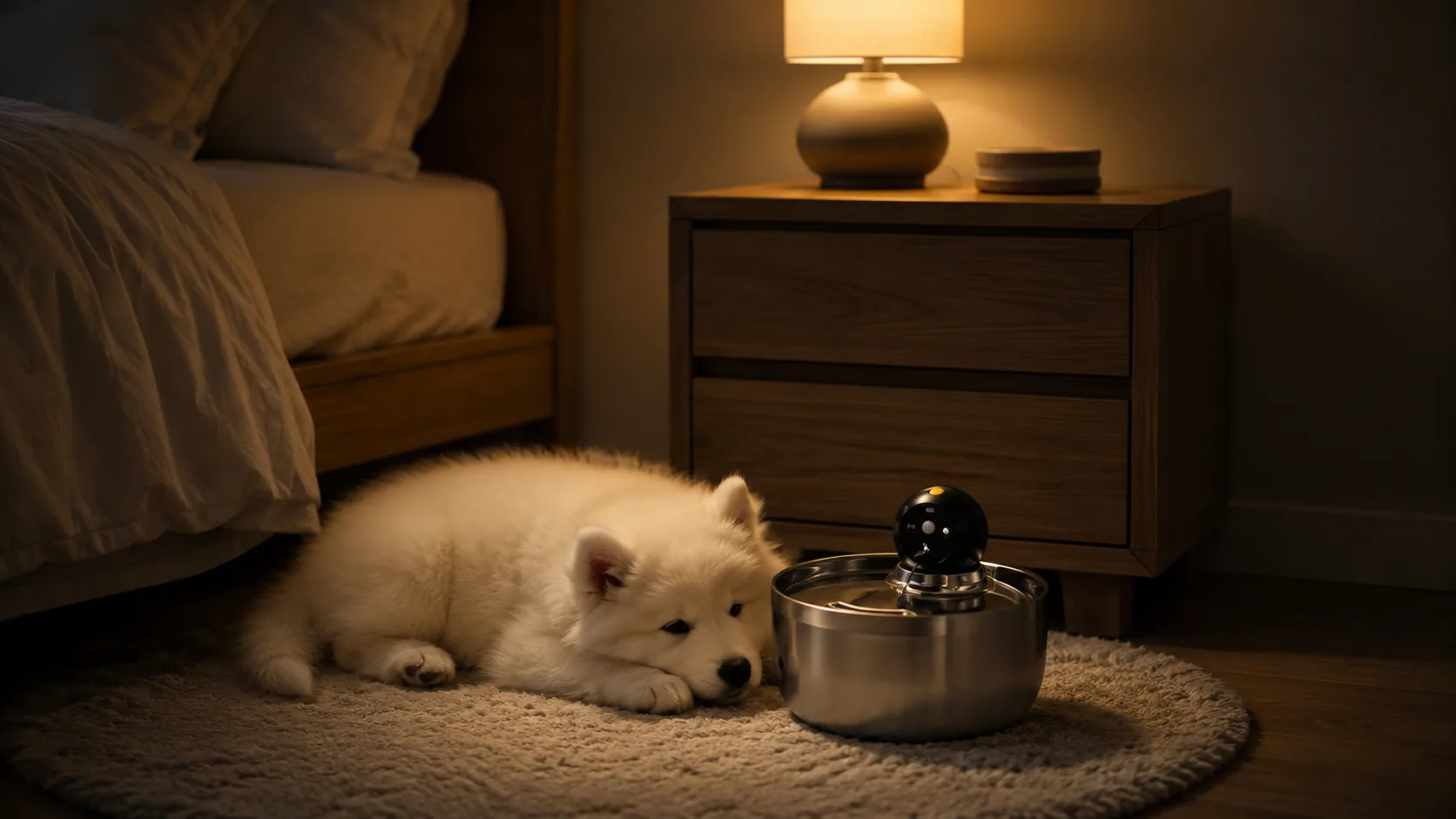 GuardHound Stainless Steel Smart Water Fountain · Quiet Pump Operation · GuardHound DOG