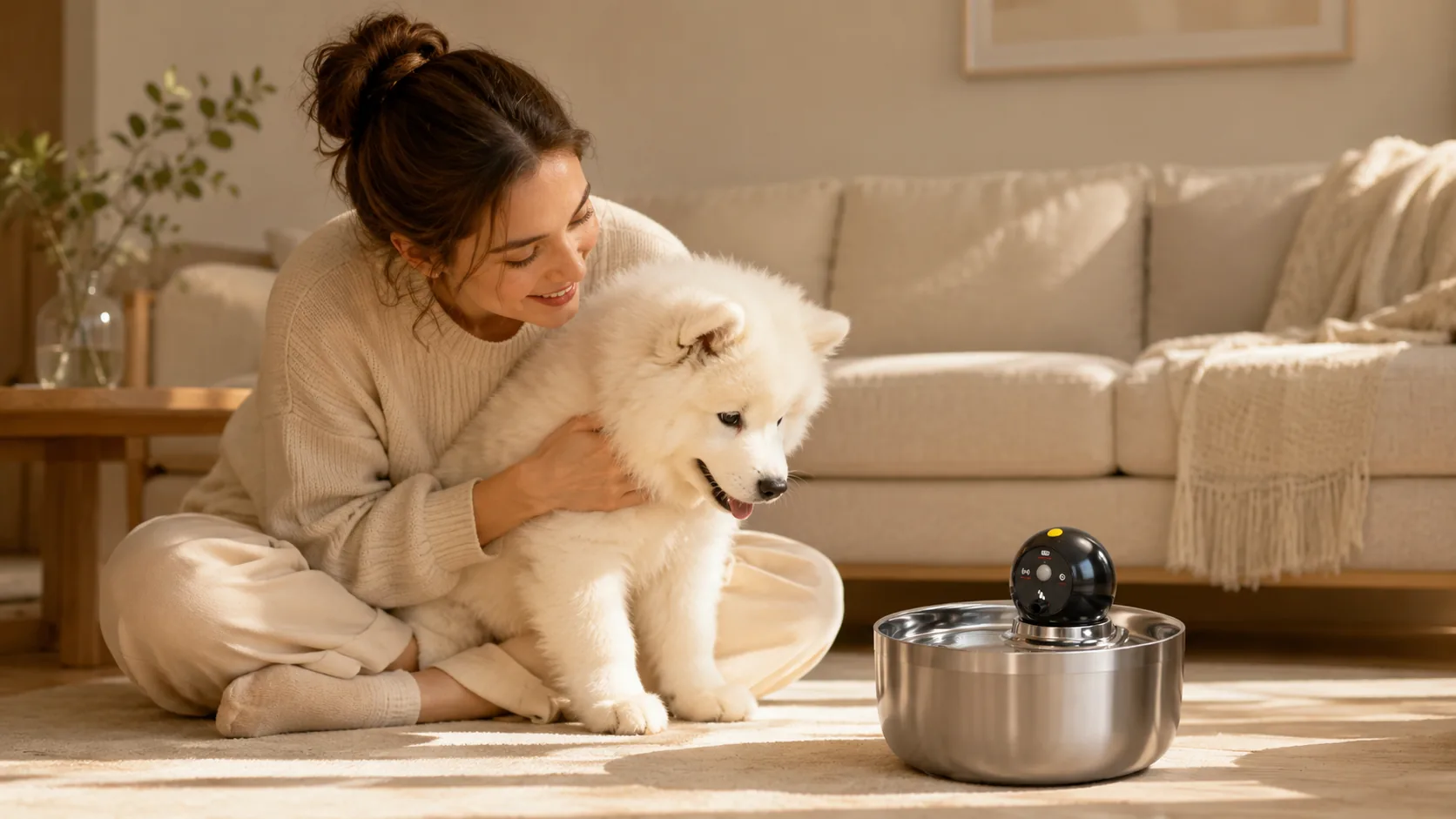 GuardHound Stainless Steel Smart Water Fountain · Evening Study Companionship · GuardHound DOG
