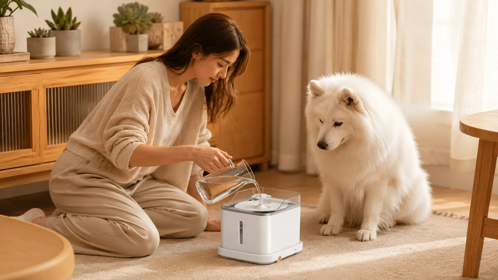 GuardHound Smart Recirculating Oxygen Pet Fountain · Open Kitchen Dawn · GuardHound DOG