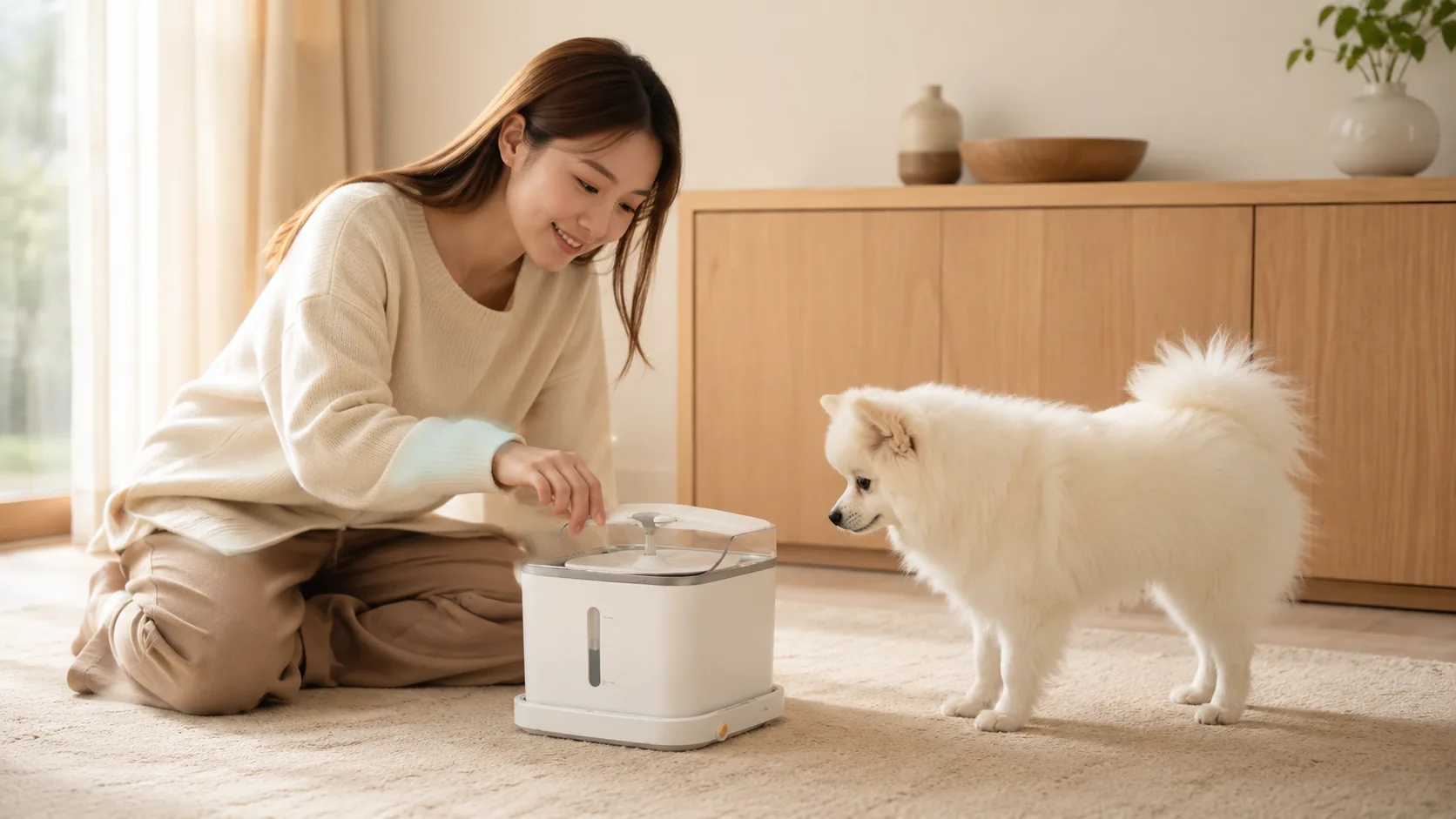 GuardHound Smart Recirculating Oxygen Pet Fountain · Balcony Green Corner Natural · GuardHound DOG
