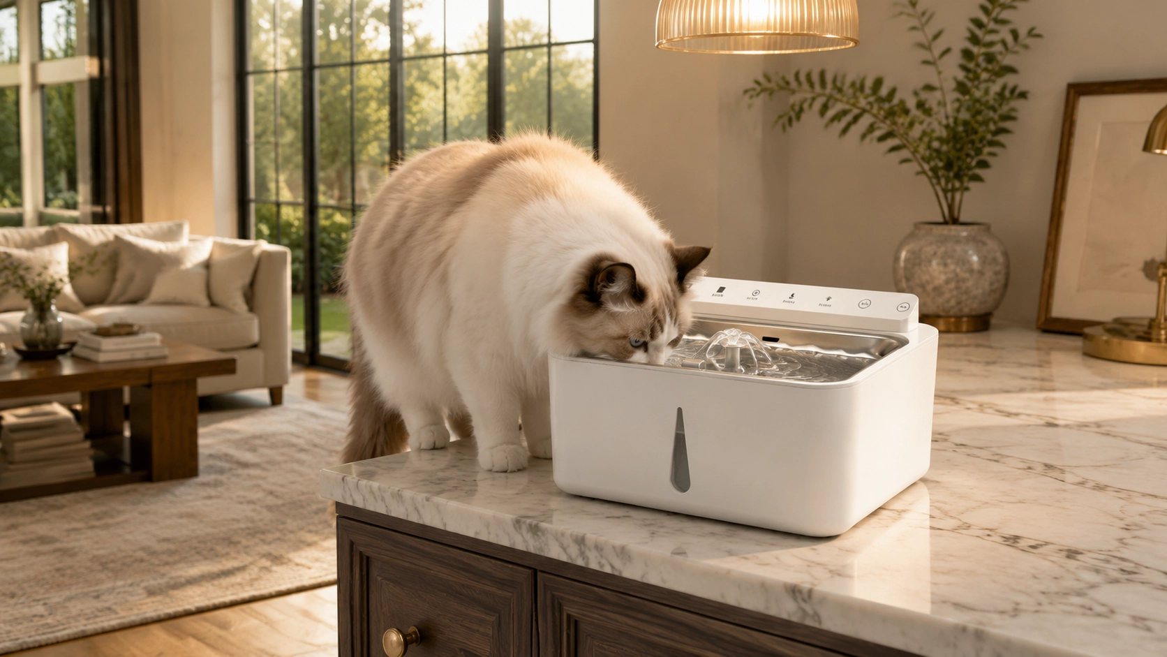 Smart Recirculating Pet Water Fountain · Quadruple Circulation · GuardLynx