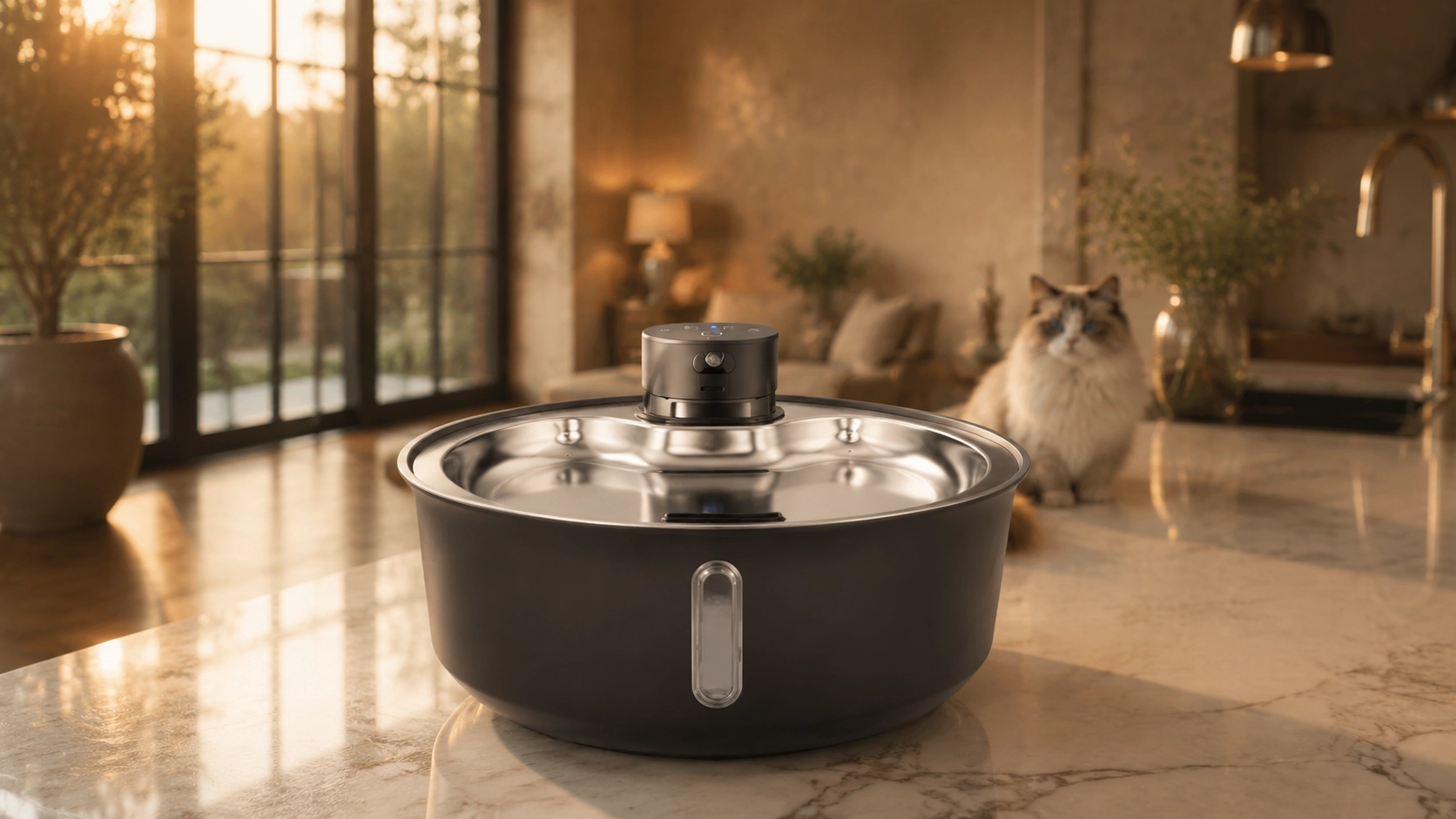 Colorful UV-Sterilized Stainless Steel Smart Water Fountain · Detail image 1 · GuardLynx