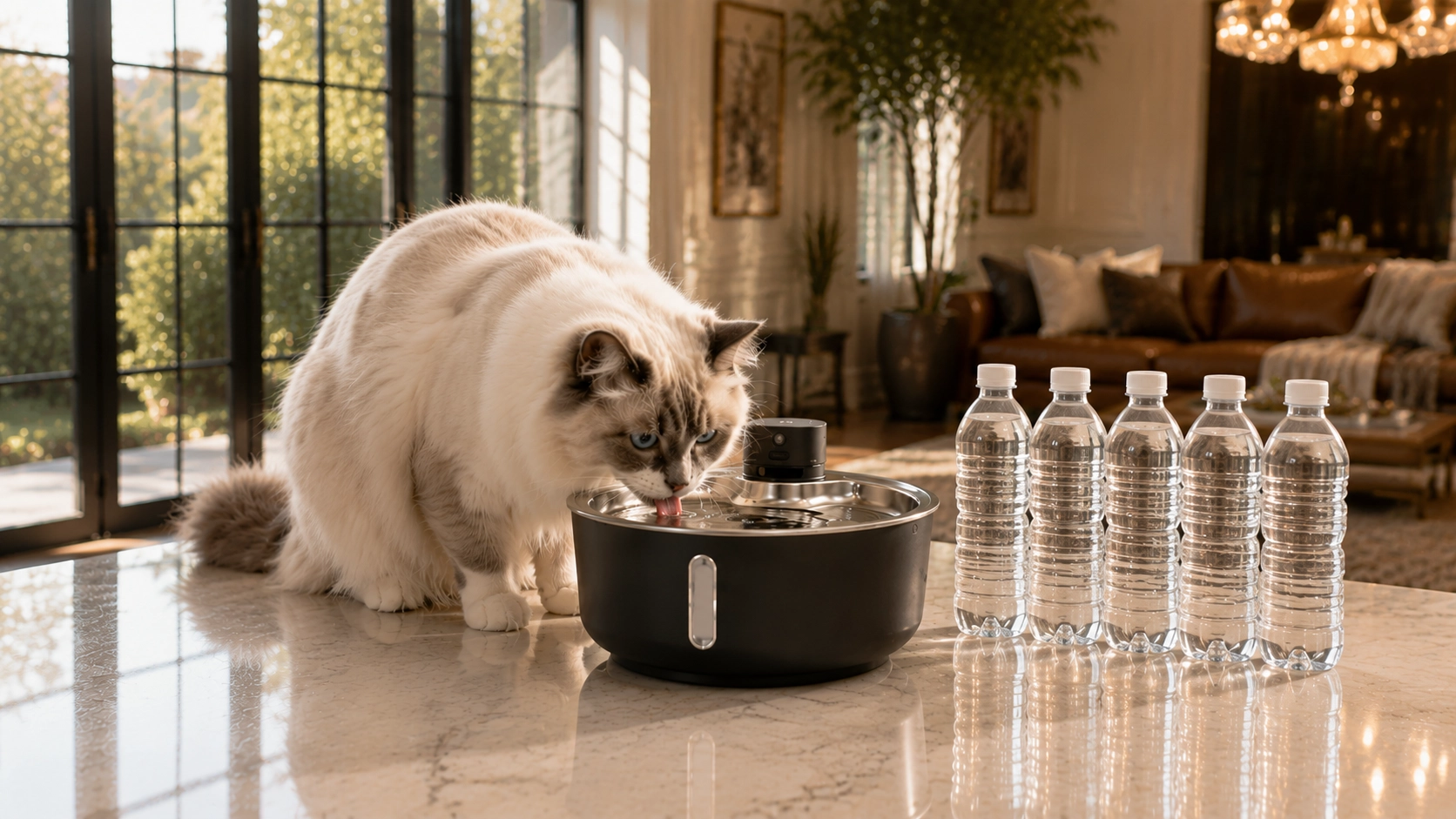 Colorful UV-Sterilized Stainless Steel Smart Water Fountain · 2.5 Liter Capacity · GuardLynx