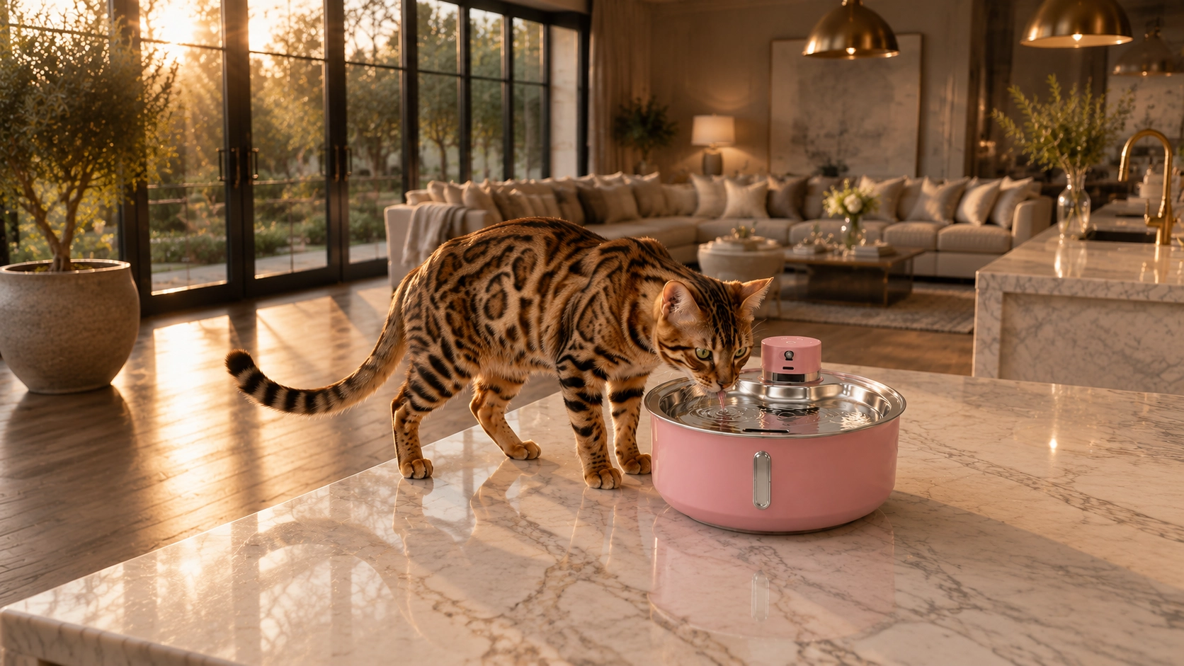 Colorful UV-Sterilized Stainless Steel Smart Water Fountain · Smart Sensor · GuardLynx