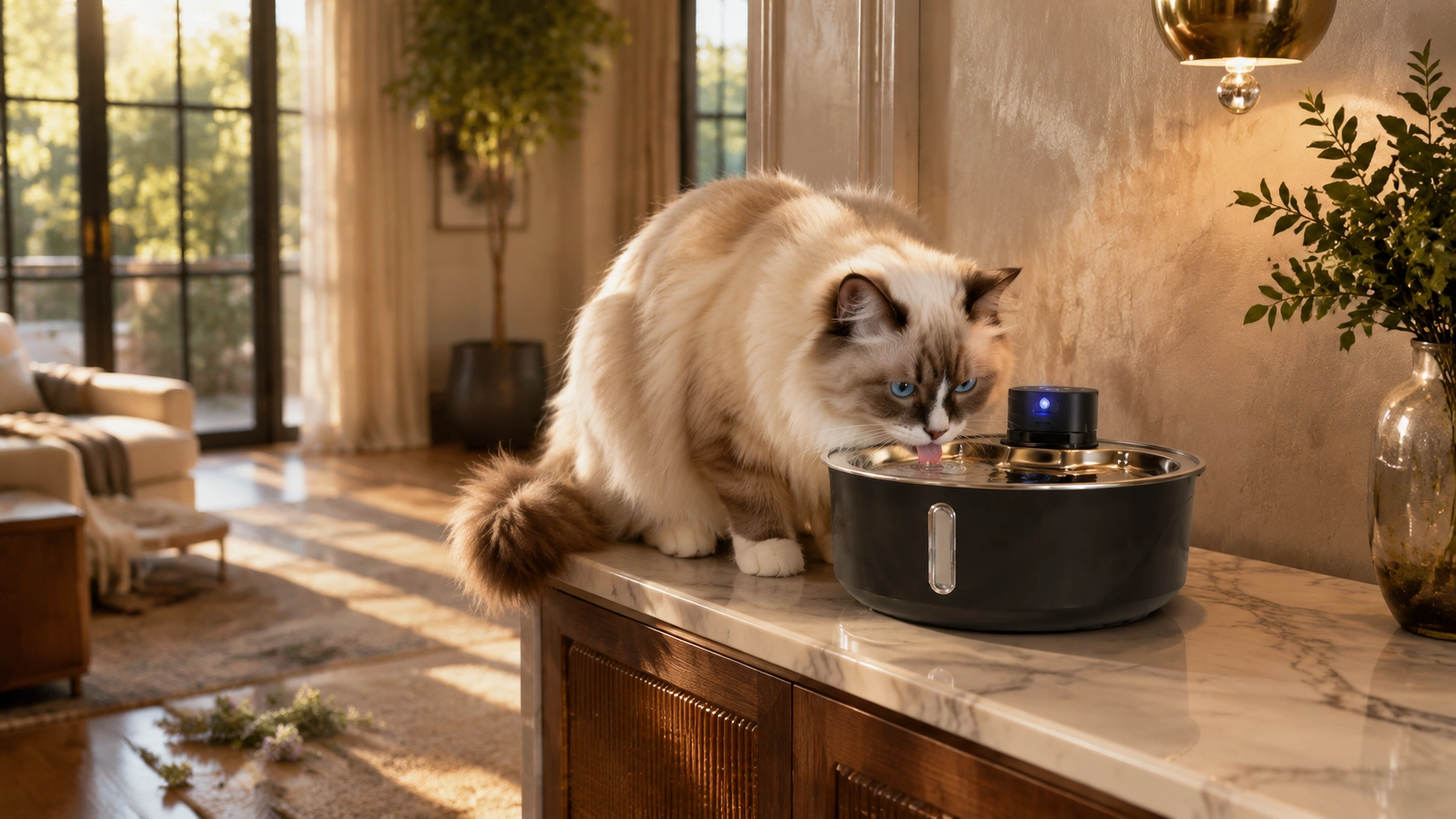 Colorful UV-Sterilized Stainless Steel Smart Water Fountain · UV Sterilization · GuardLynx