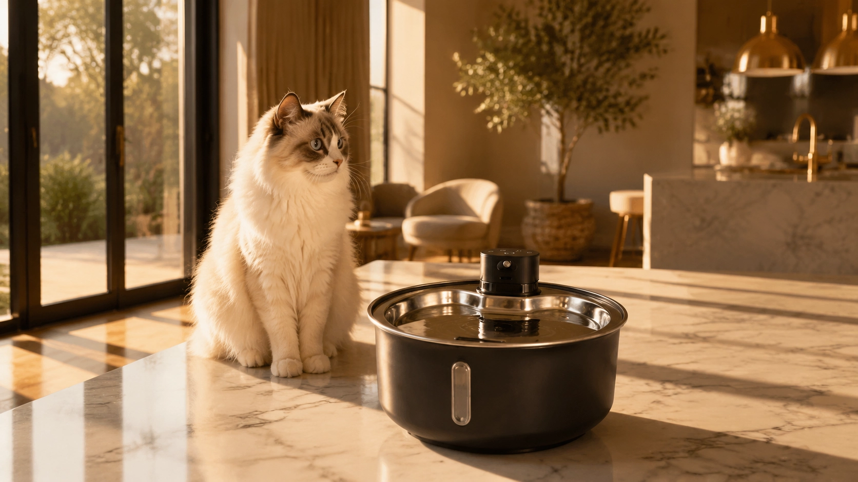 Colorful UV-Sterilized Stainless Steel Smart Water Fountain · GuardLynx