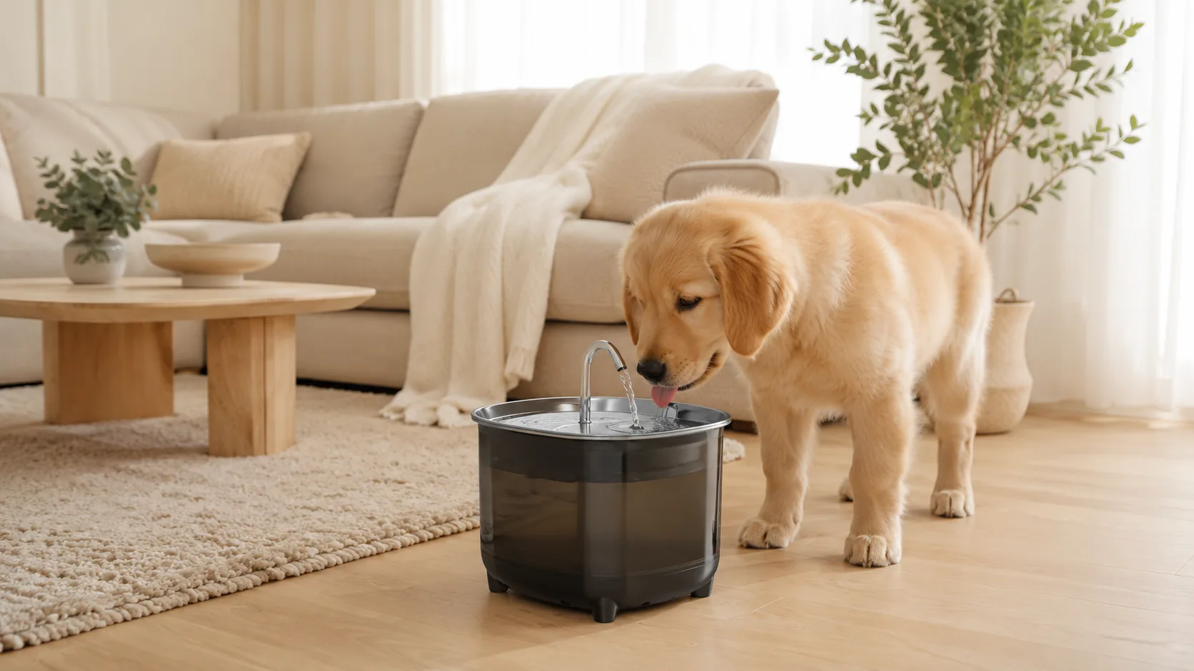 GuardHound Stainless Steel Recirculating Water Fountain · Stainless Steel Outlet · GuardHound DOG
