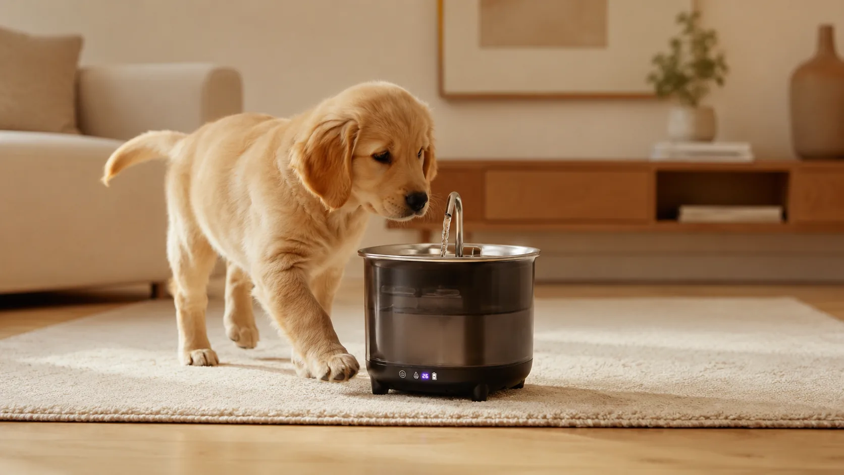 GuardHound Stainless Steel Recirculating Water Fountain · Continuous Circulation · GuardHound DOG