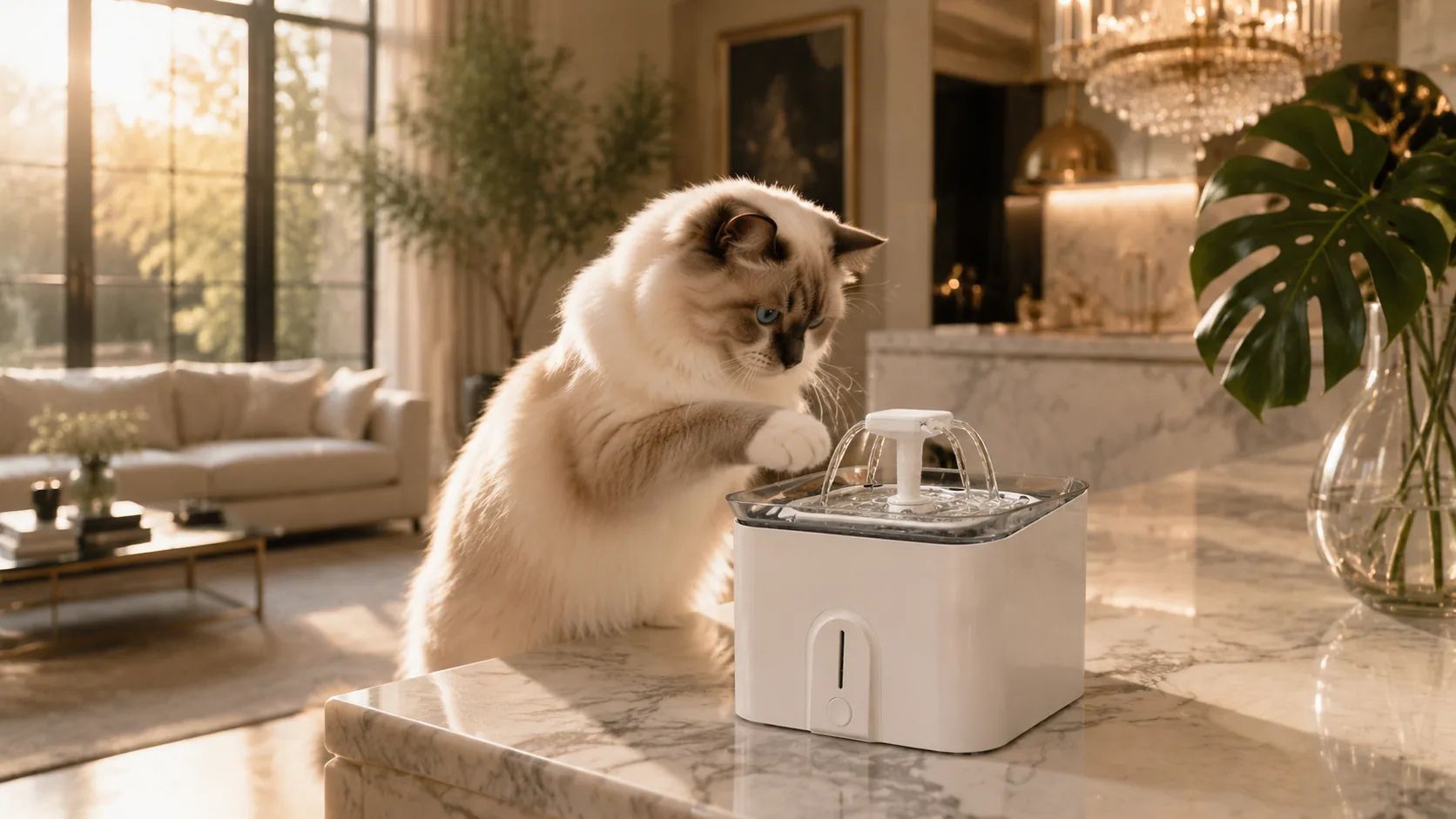 GuardLynx AquaSmart Pet Water Fountain · Pure Spring Cloud White · GuardLynx