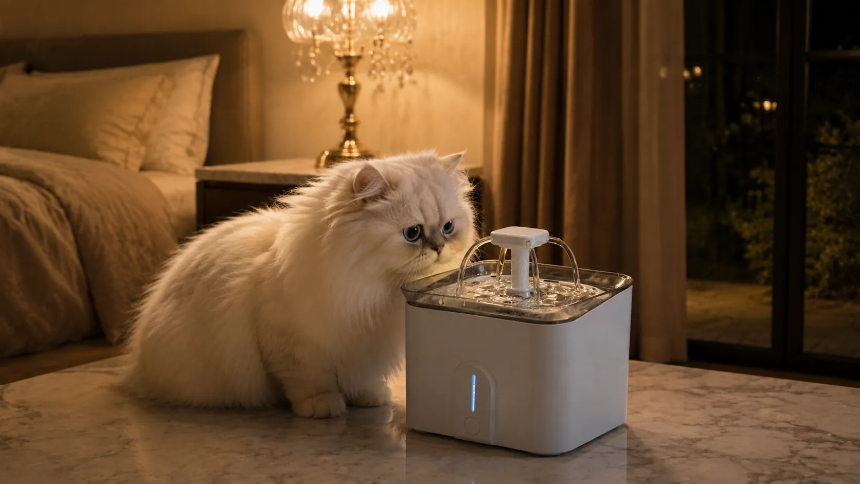 GuardLynx AquaSmart Pet Water Fountain · Nighttime Cozy Corner · GuardLynx