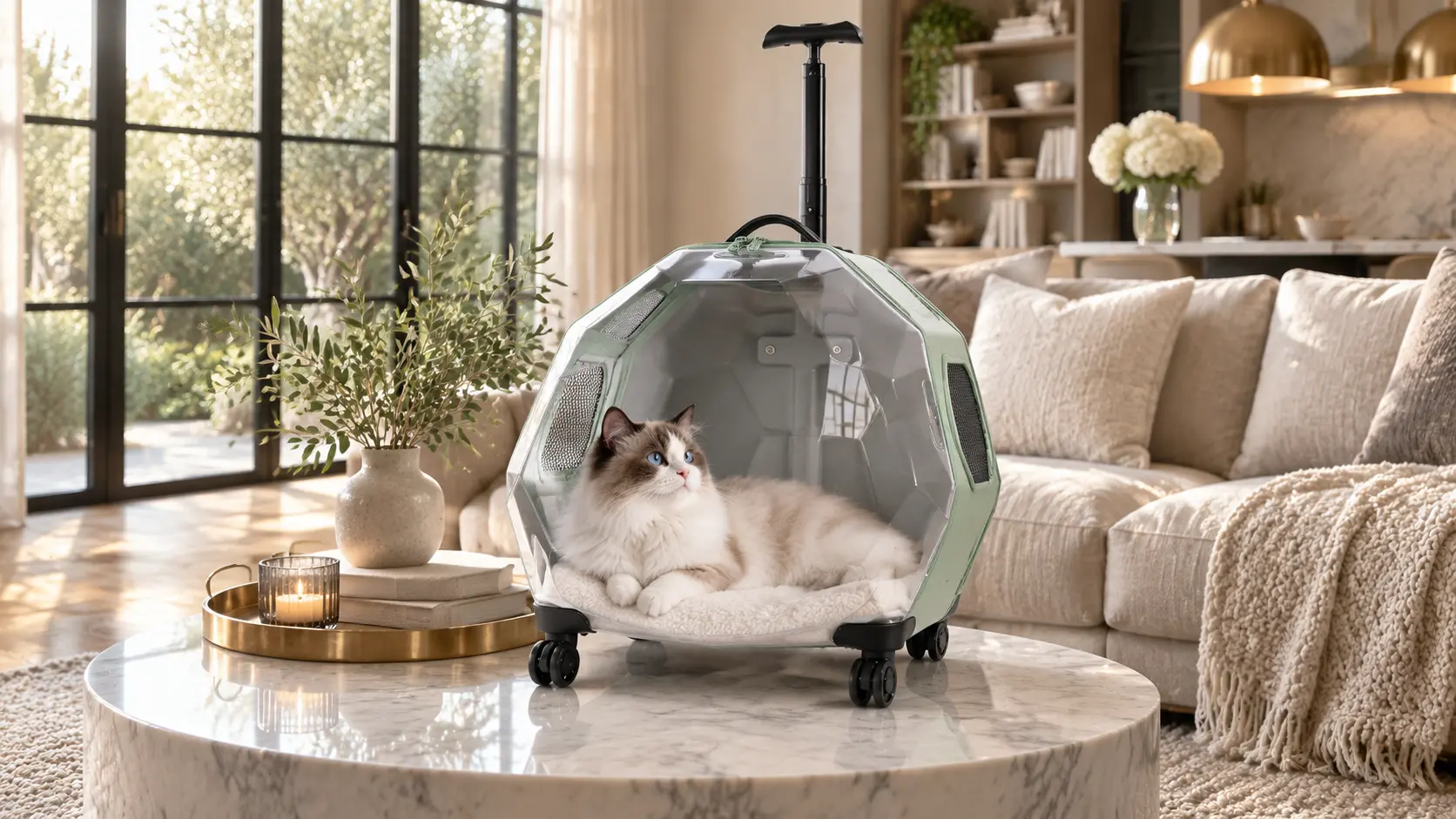 Space Capsule Rolling Cat Carrier · Transparent Front Capsule · GuardLynx