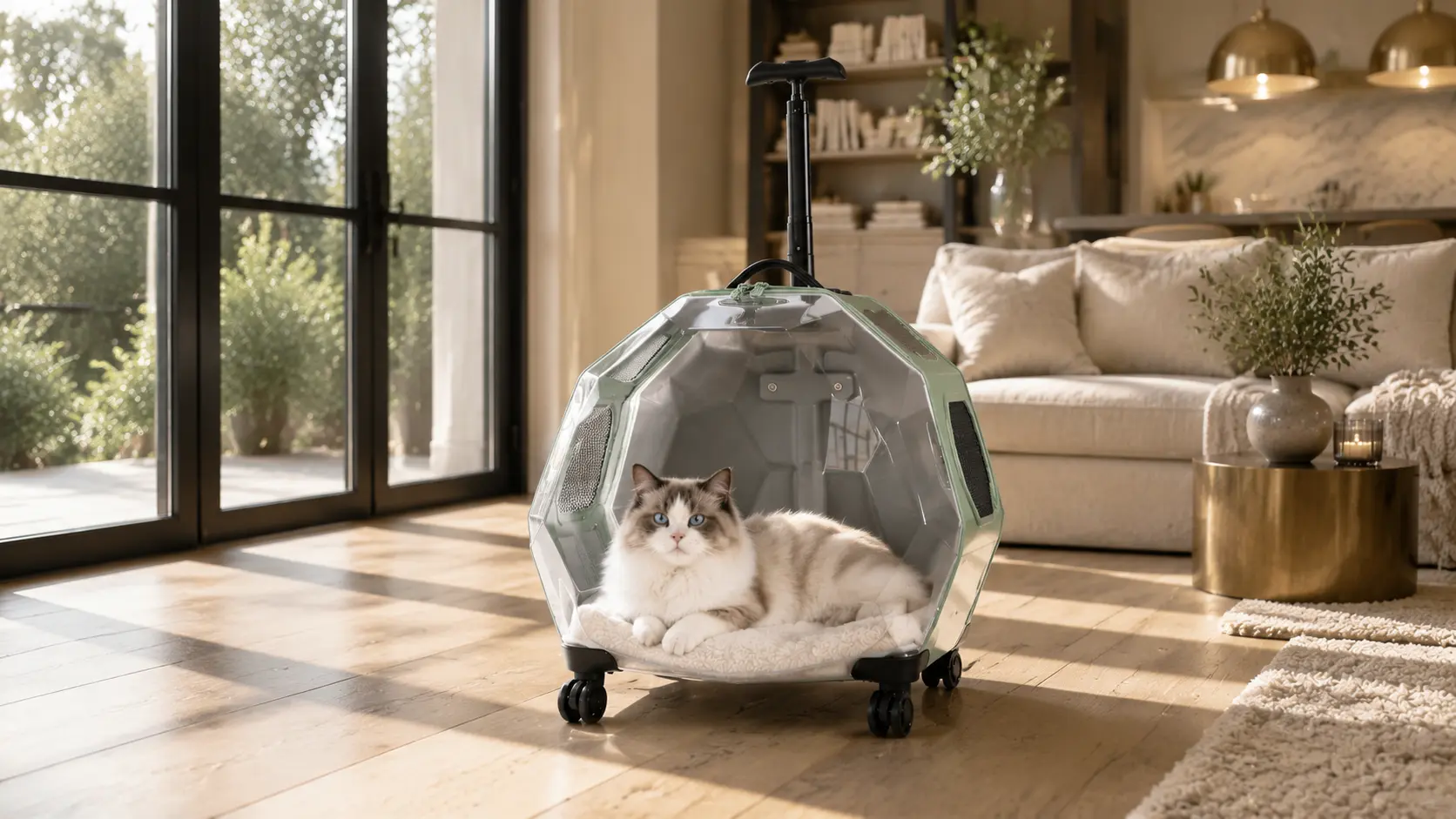 Space Capsule Rolling Cat Carrier · Silent 360° Wheels · GuardLynx