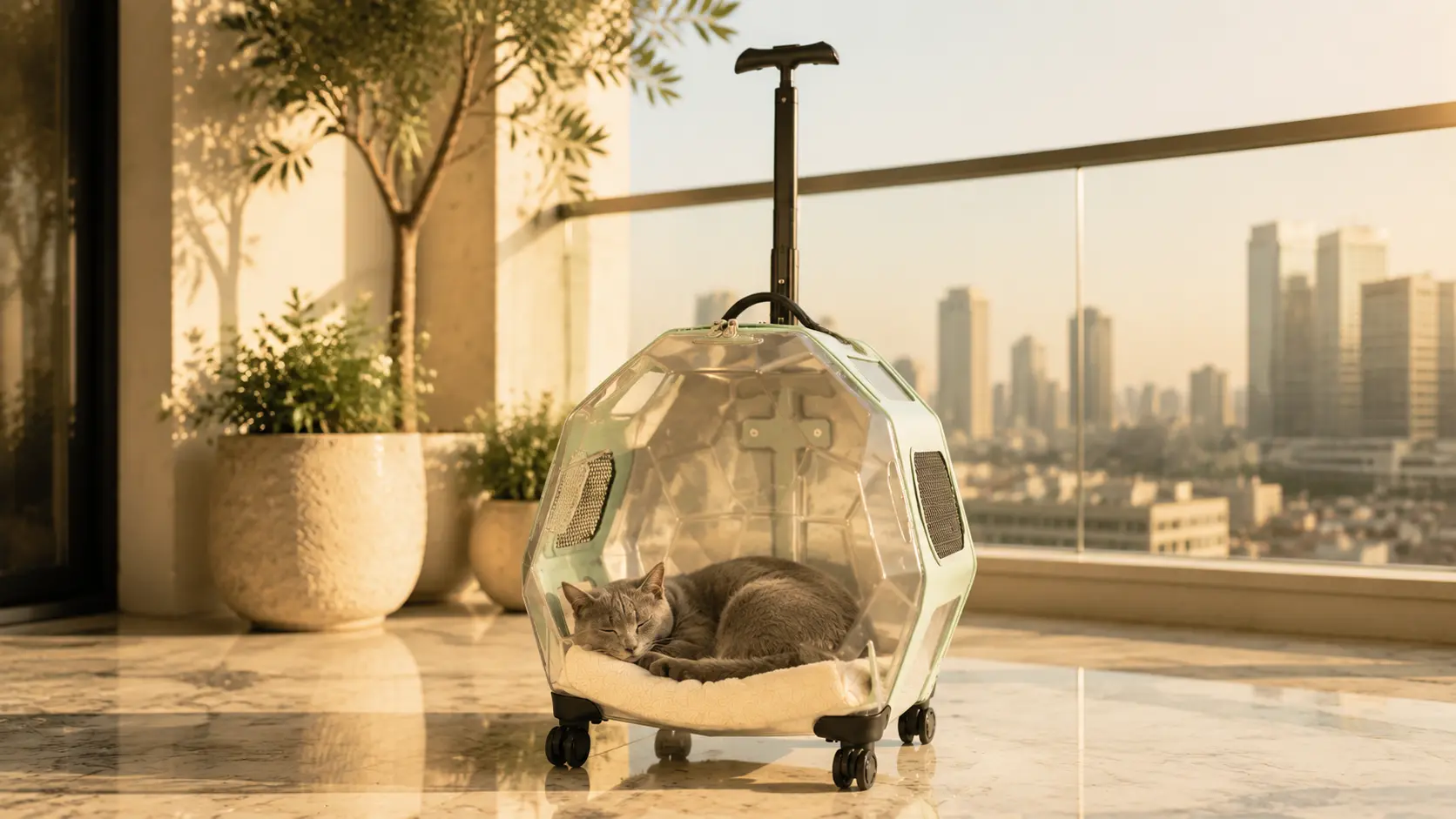 Space Capsule Rolling Cat Carrier · Balcony Rest · GuardLynx