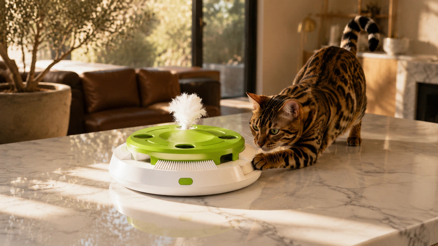 Smart Electric Cat Turntable Toy · Afternoon Sunbath · GuardLynx