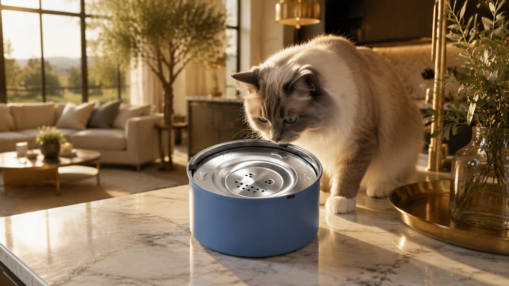 GuardLynx Floating Stainless Steel Anti-Wet Mouth Pet Bowl · GuardLynx