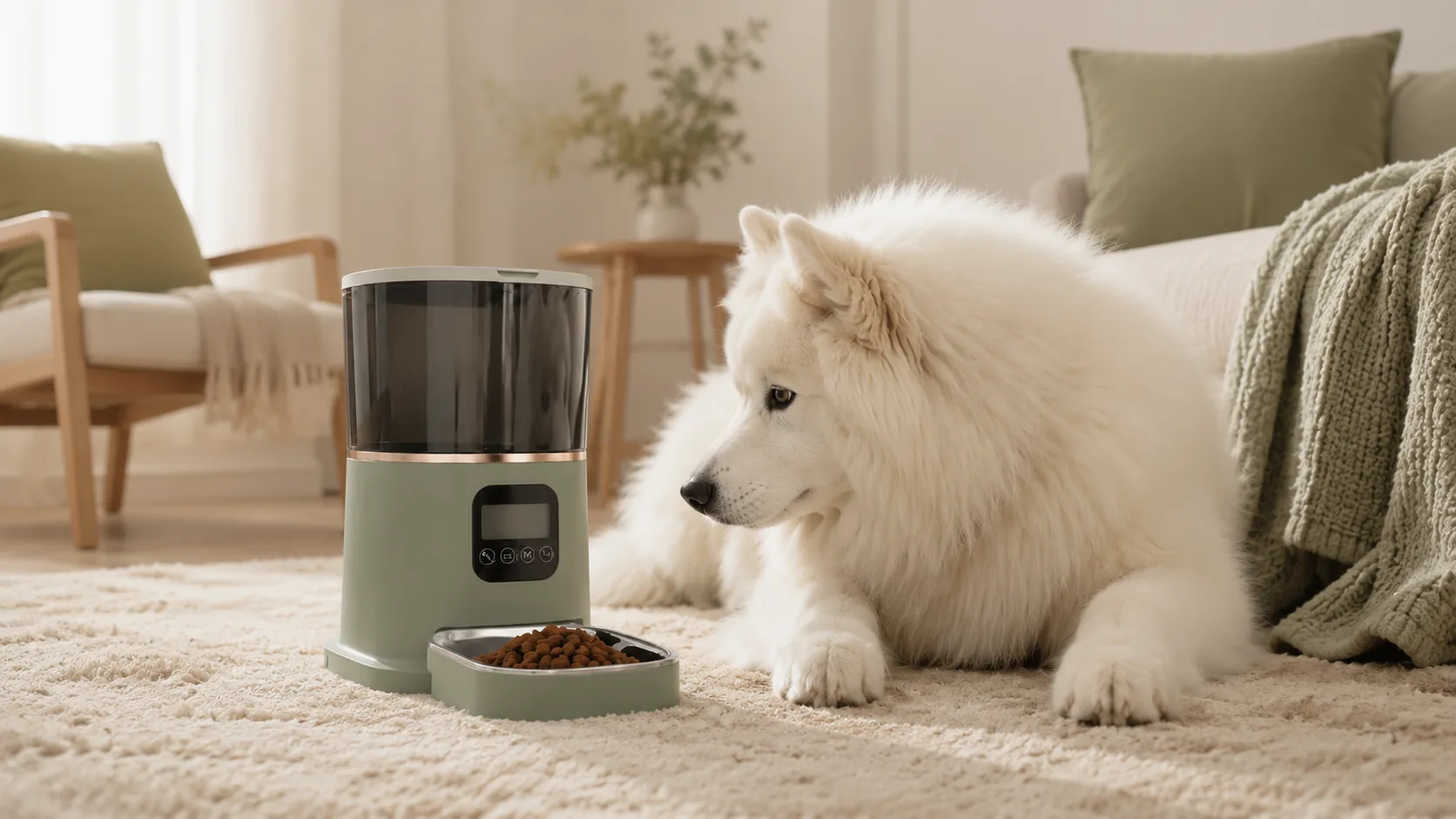 Smart Dual Bowl Pet Feeder · Sage Green · GuardHound DOG