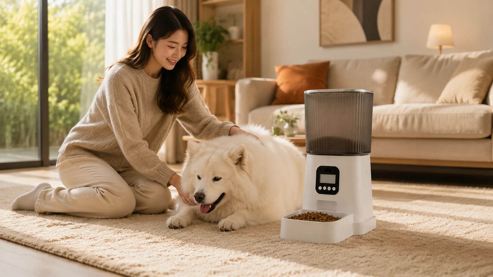 GuardHound Smart Pet Feeder Pro · Morning Light Feeding · GuardHound DOG