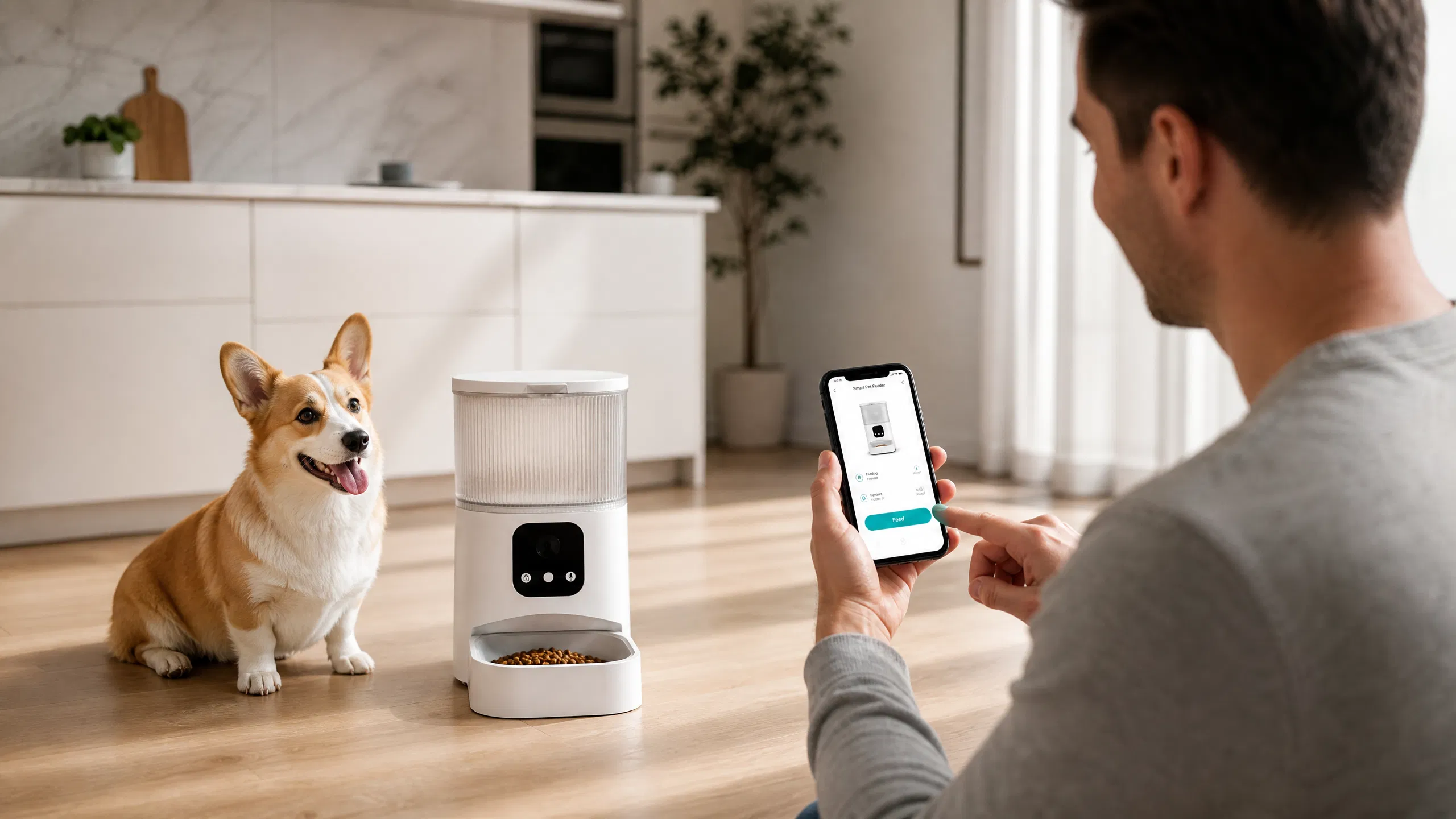 GuardHound Smart Feeder GH-F1 · Afternoon Hydration by Window · GuardHound DOG
