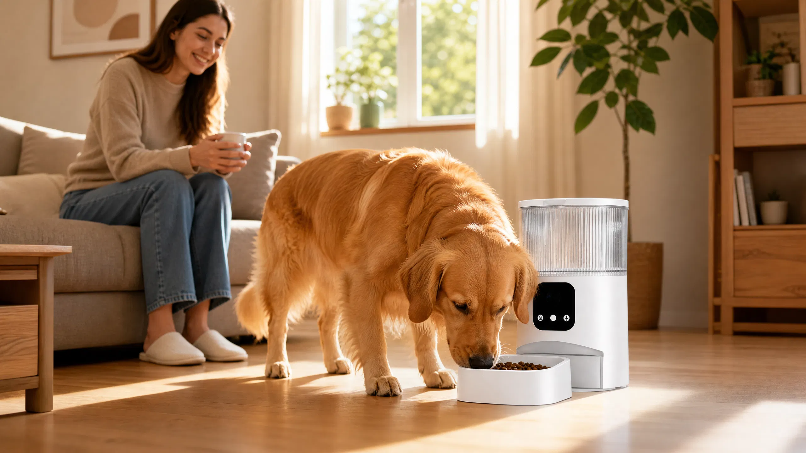 GuardHound Smart Feeder GH-F1 · Relaxed Time on Study Rug · GuardHound DOG