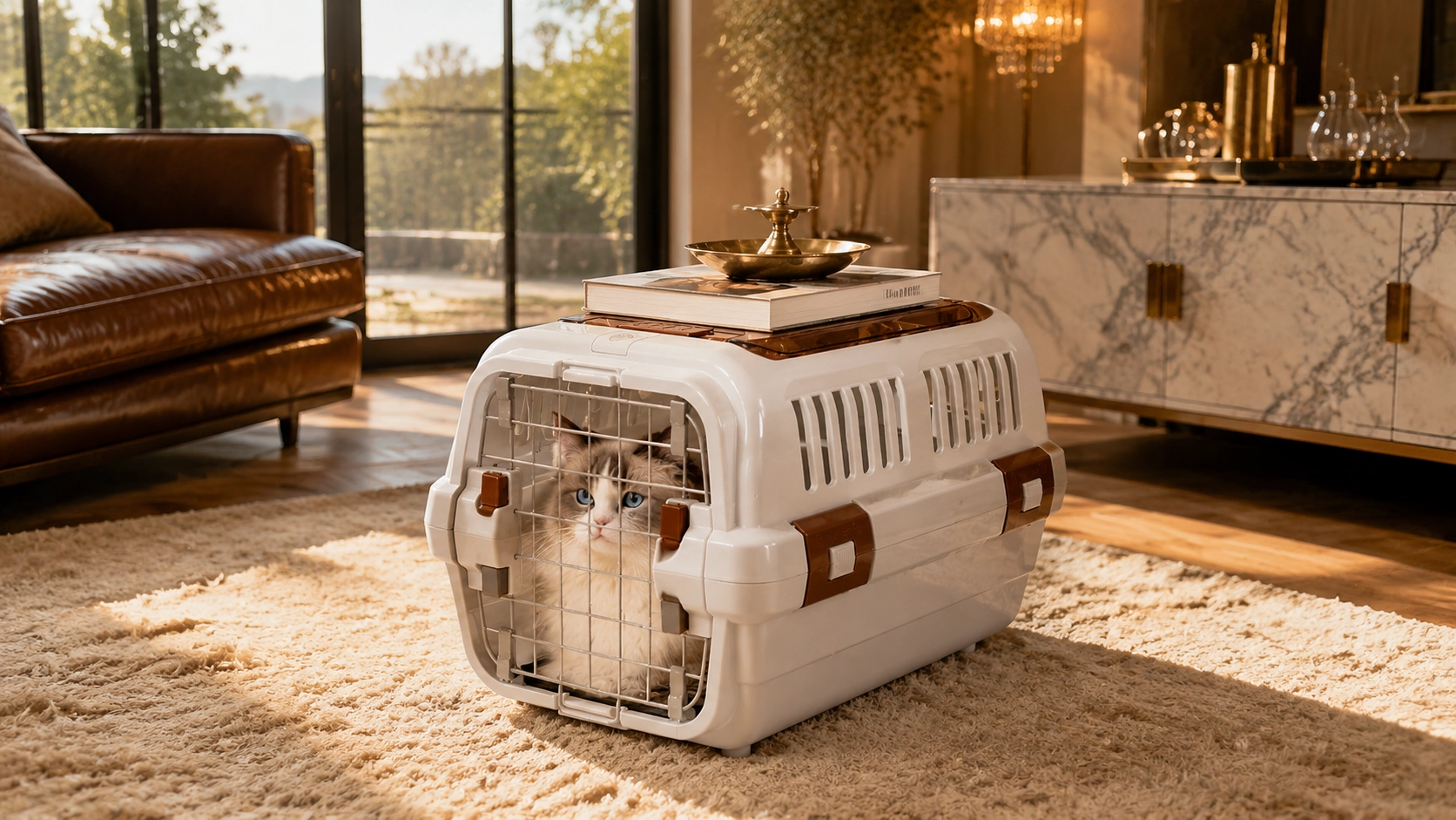 GuardLynx Skylight Ventilated Pet Carrier · White · GuardLynx