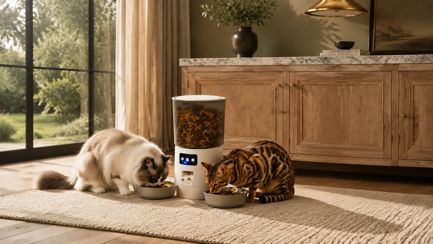 Multi-Cat Smart Feeder · Stainless Steel Bowls · GuardLynx