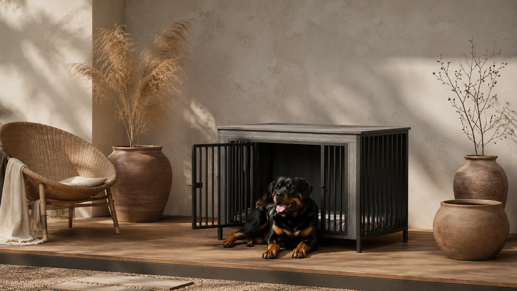 Modern Wood Double Door Pet Crate · Detail image 1 · GuardHound DOG