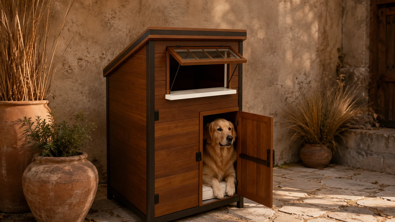 Solid Wood Double Door Dog Crate · Double Door Design · GuardHound DOG