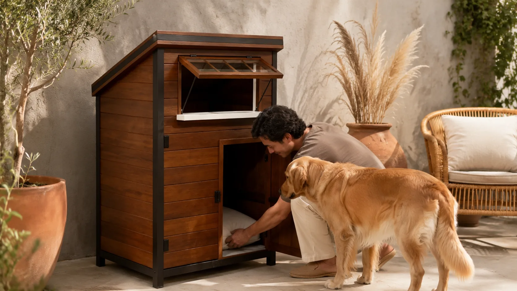Solid Wood Double Door Dog Crate · Quiet Study Reading Time · GuardHound DOG