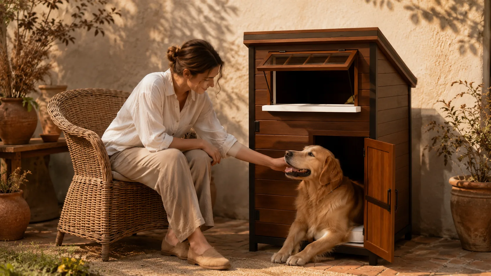 Solid Wood Double Door Dog Crate · Stylish Entryway Corner · GuardHound DOG
