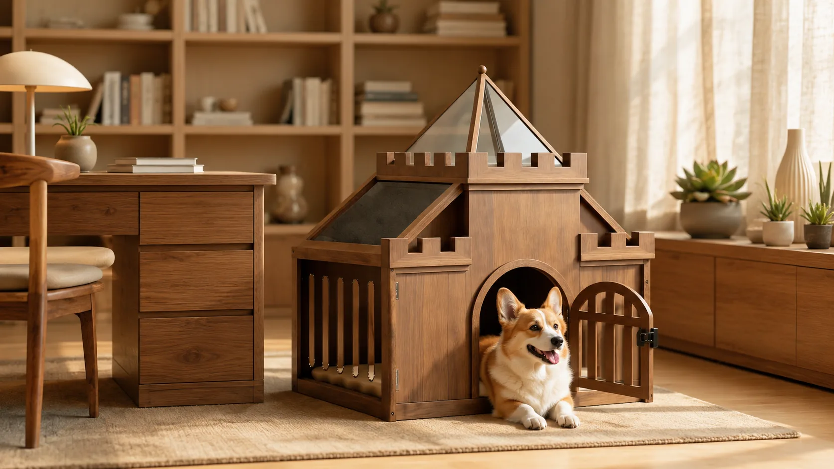 Castle Design Solid Wood Pet House · GuardHound DOG