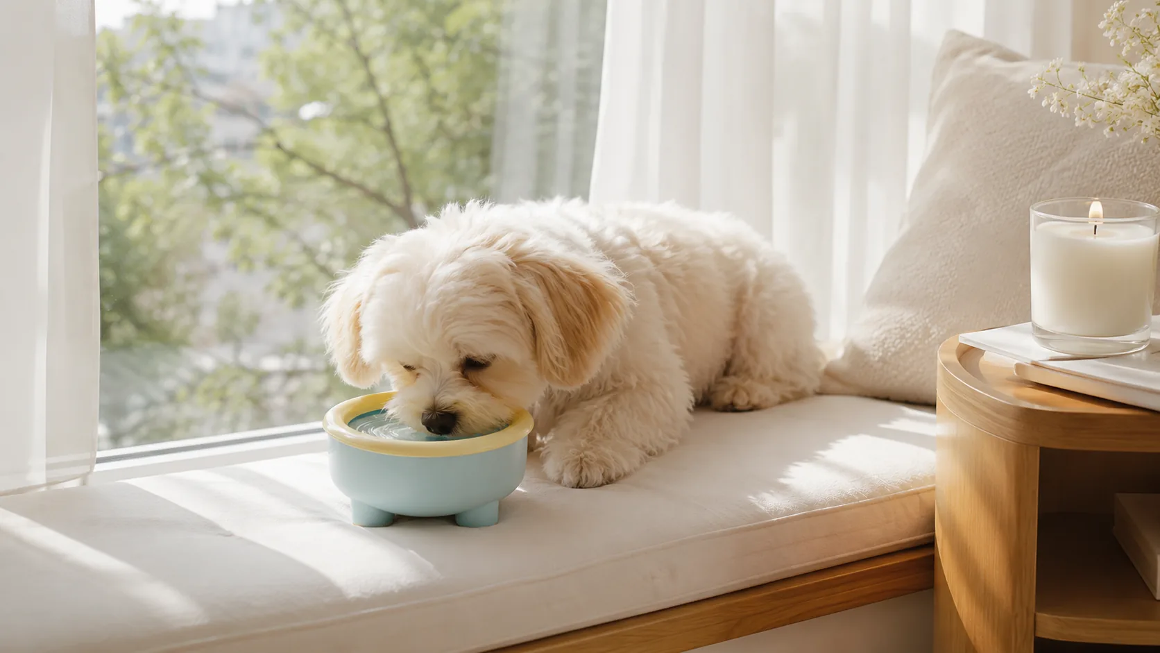 Suspended Pet Water Bowl with Stable Tripod Base · GuardHound DOG