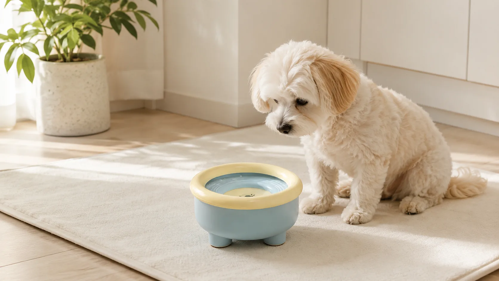 Suspended Pet Water Bowl with Stable Tripod Base · Gentle Rounded Edges · GuardHound DOG