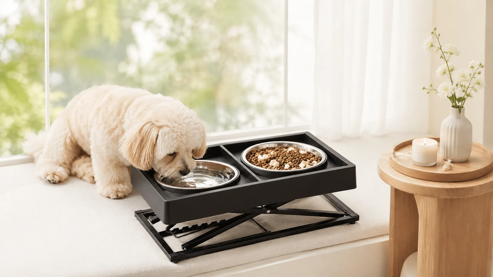 Adjustable Double Bowl Dog Feeder · GuardHound DOG
