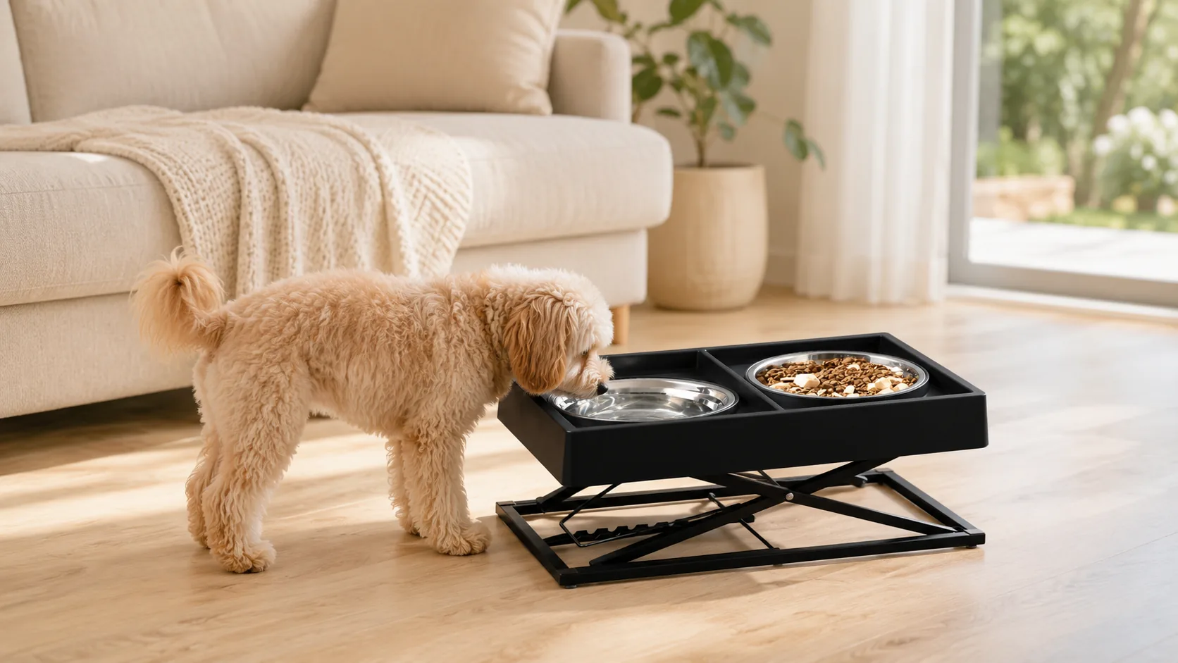 Adjustable Double Bowl Dog Feeder · Adjustable Height · GuardHound DOG
