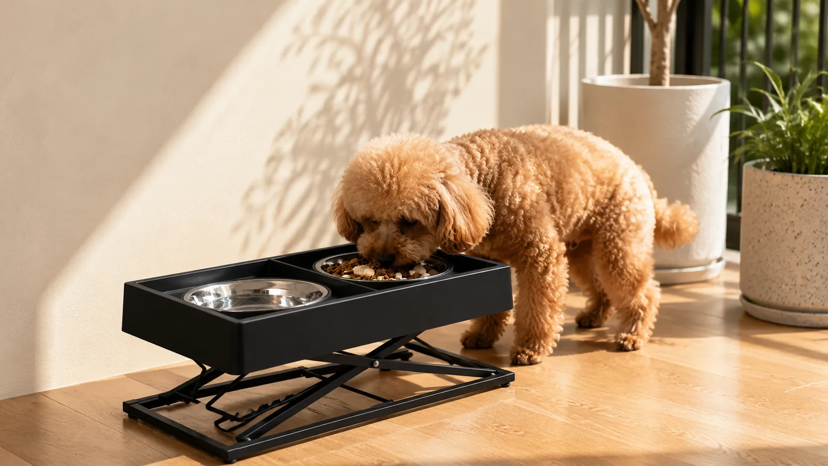 Adjustable Double Bowl Dog Feeder · Non-Slip Feet · GuardHound DOG