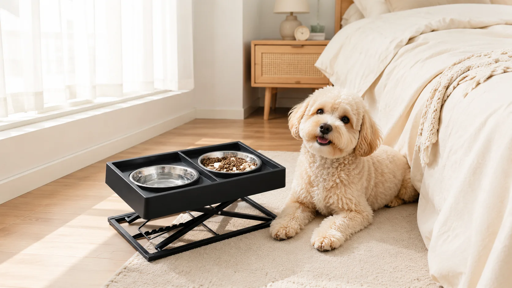 Adjustable Double Bowl Dog Feeder · Divided Tray · GuardHound DOG