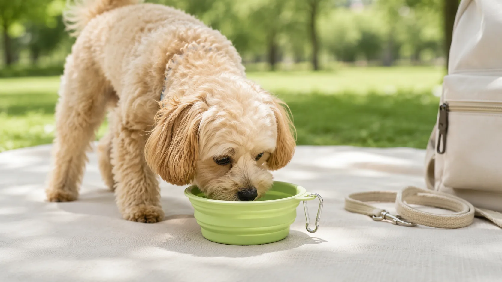 Collapsible Silicone Pet Water Bowl · Carabiner Clip Included · GuardHound DOG