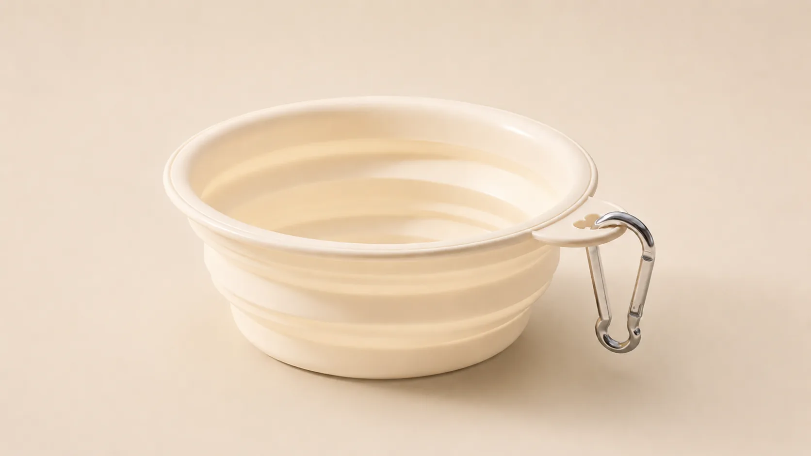 Collapsible Silicone Pet Water Bowl · Cream Almond · GuardHound DOG
