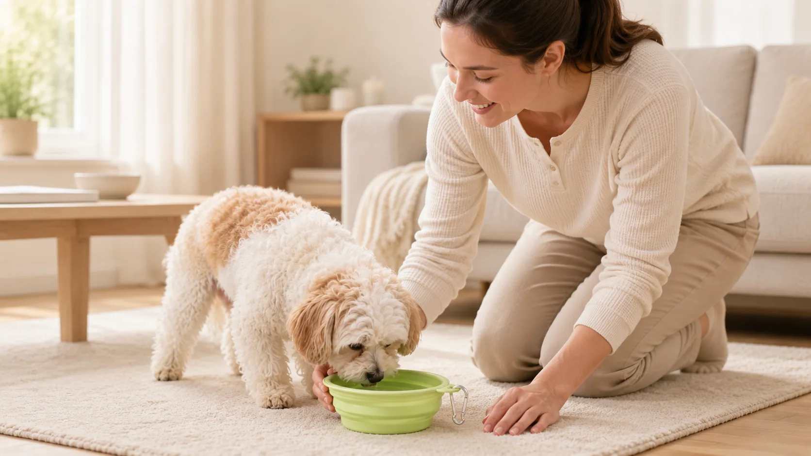 Collapsible Silicone Pet Water Bowl · Morning Park Picnic · GuardHound DOG